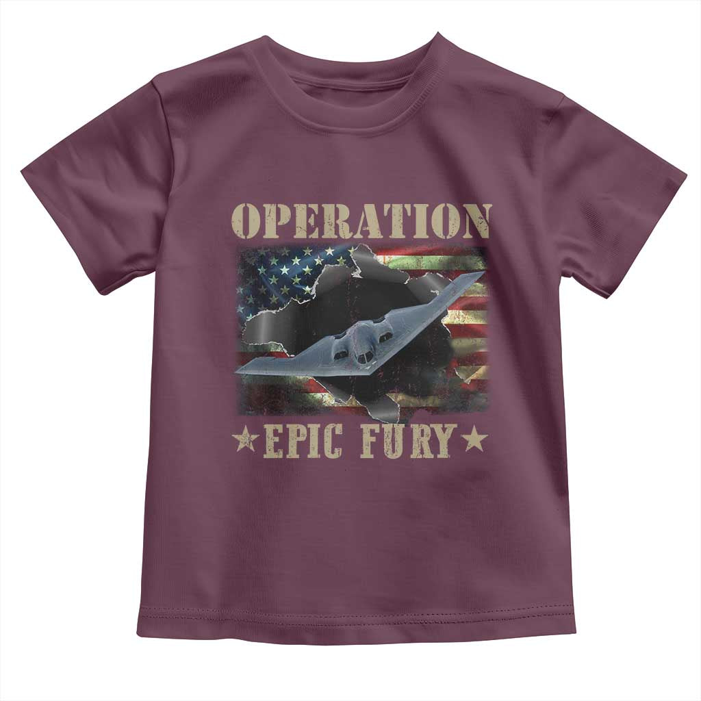 Operation Epic Fury Toddler T Shirt Military Bomber Jet American Flag TS11 Maroon Print Your Wear