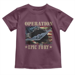 Operation Epic Fury Toddler T Shirt Military Bomber Jet American Flag TS11 Maroon Print Your Wear