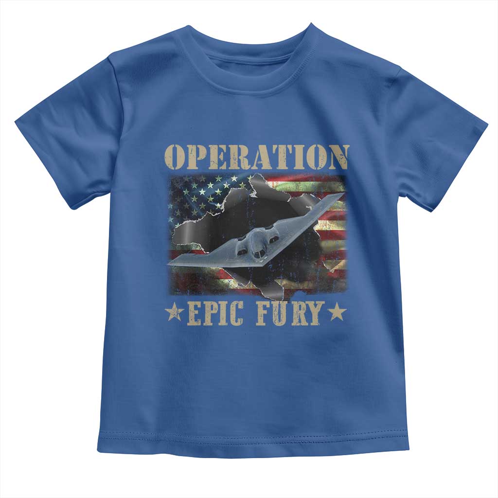 Operation Epic Fury Toddler T Shirt Military Bomber Jet American Flag TS11 Royal Blue Print Your Wear