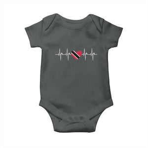 Trinidad And Tobago Heartbeat Trinidadian Flag Baby Onesie TS11 Dark Heather Print Your Wear