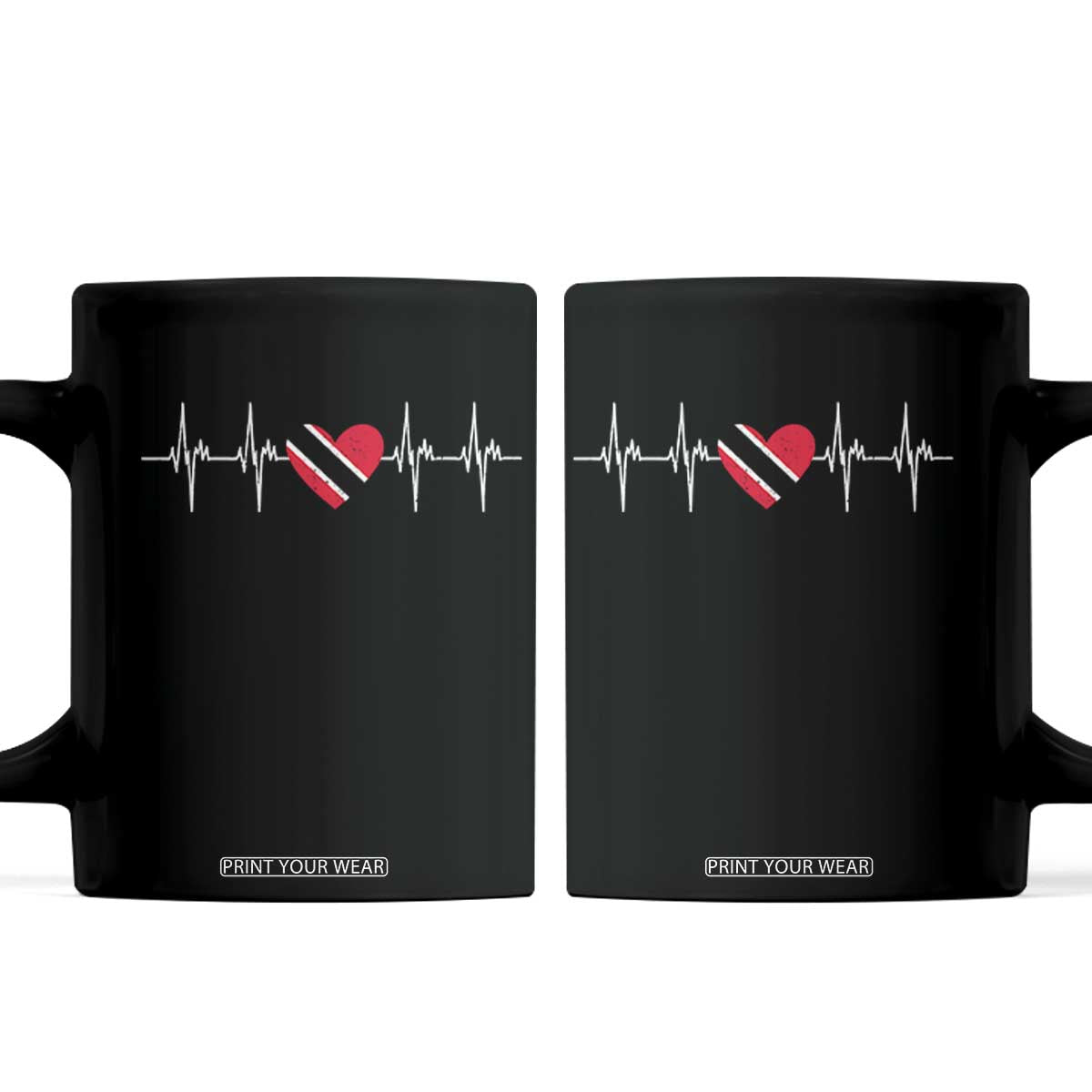 Trinidad And Tobago Heartbeat Trinidadian Flag Coffee Mug TS11 Black Print Your Wear