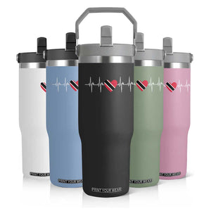 Trinidad And Tobago Heartbeat Trinidadian Flag Flip Straw Tumbler TS11 Print Your Wear