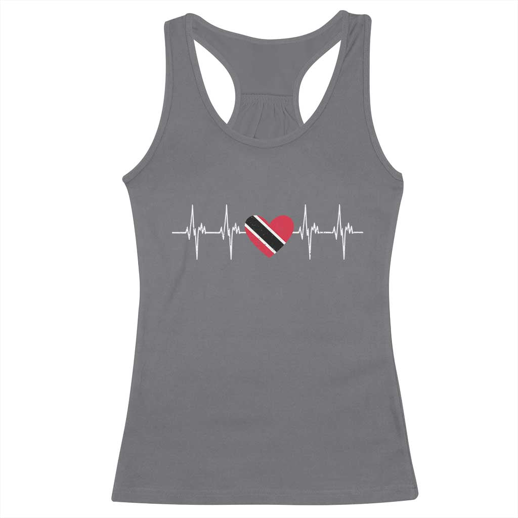 Trinidad And Tobago Heartbeat Trinidadian Flag Racerback Tank Top TS11 Charcoal Print Your Wear