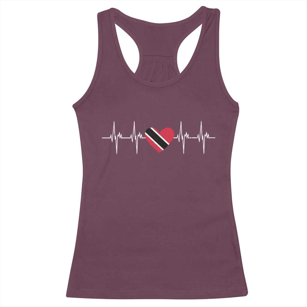 Trinidad And Tobago Heartbeat Trinidadian Flag Racerback Tank Top TS11 Maroon Print Your Wear