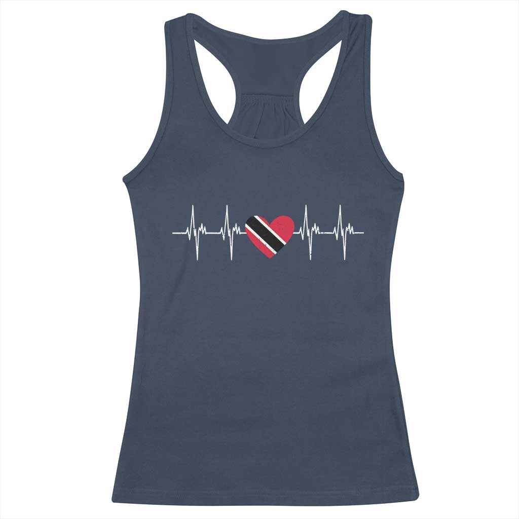 Trinidad And Tobago Heartbeat Trinidadian Flag Racerback Tank Top TS11 Navy Print Your Wear