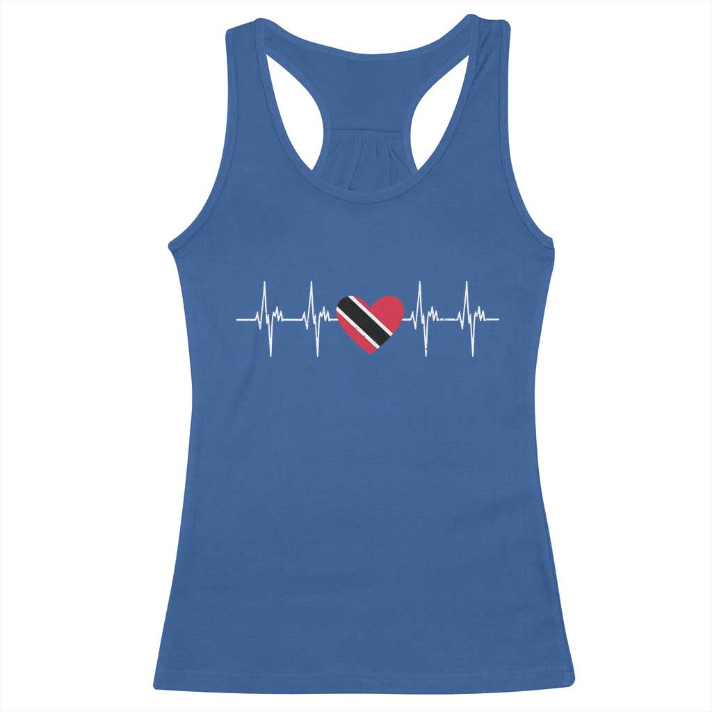 Trinidad And Tobago Heartbeat Trinidadian Flag Racerback Tank Top TS11 Royal Blue Print Your Wear