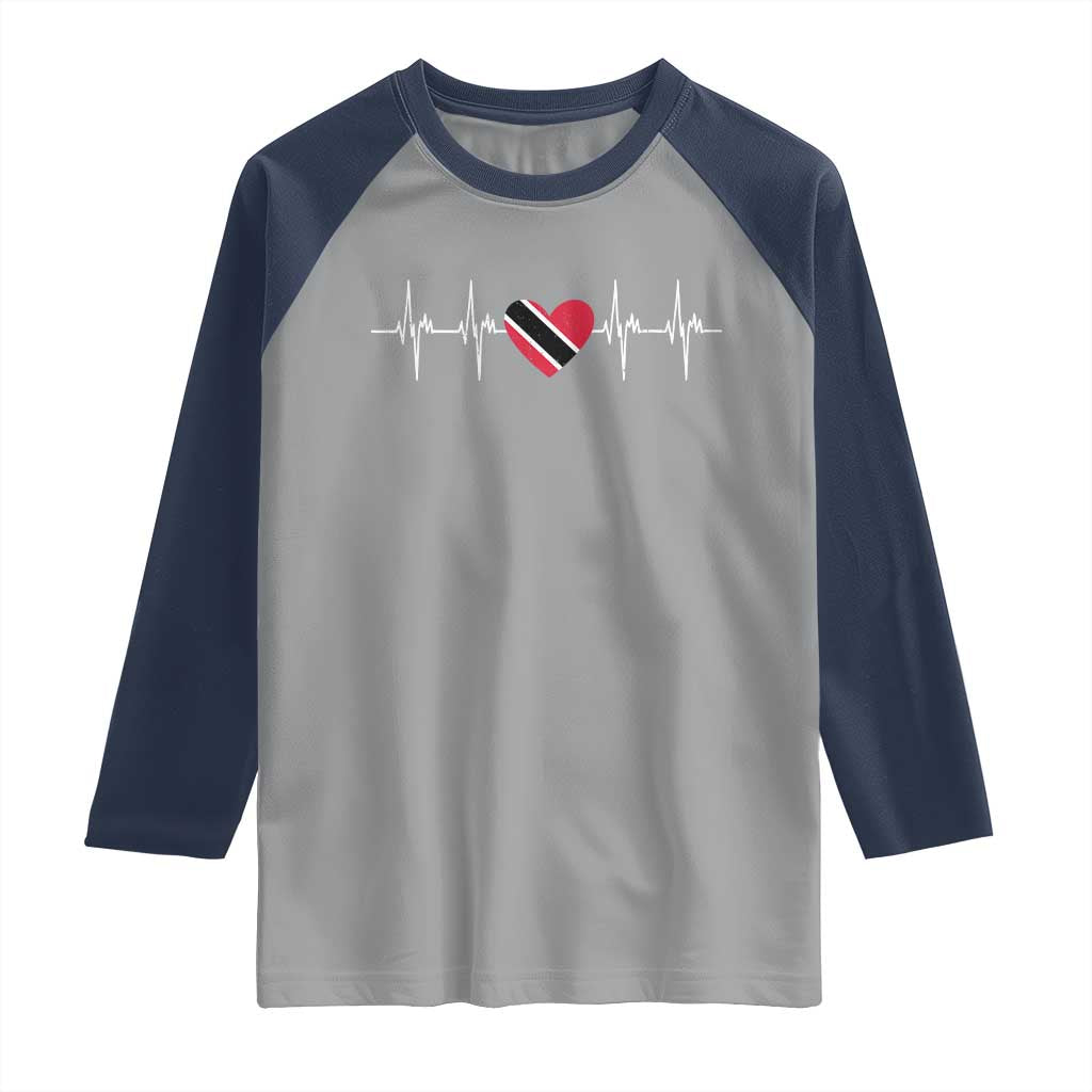 Trinidad And Tobago Heartbeat Trinidadian Flag Raglan Shirt TS11 Sport Gray Navy Print Your Wear