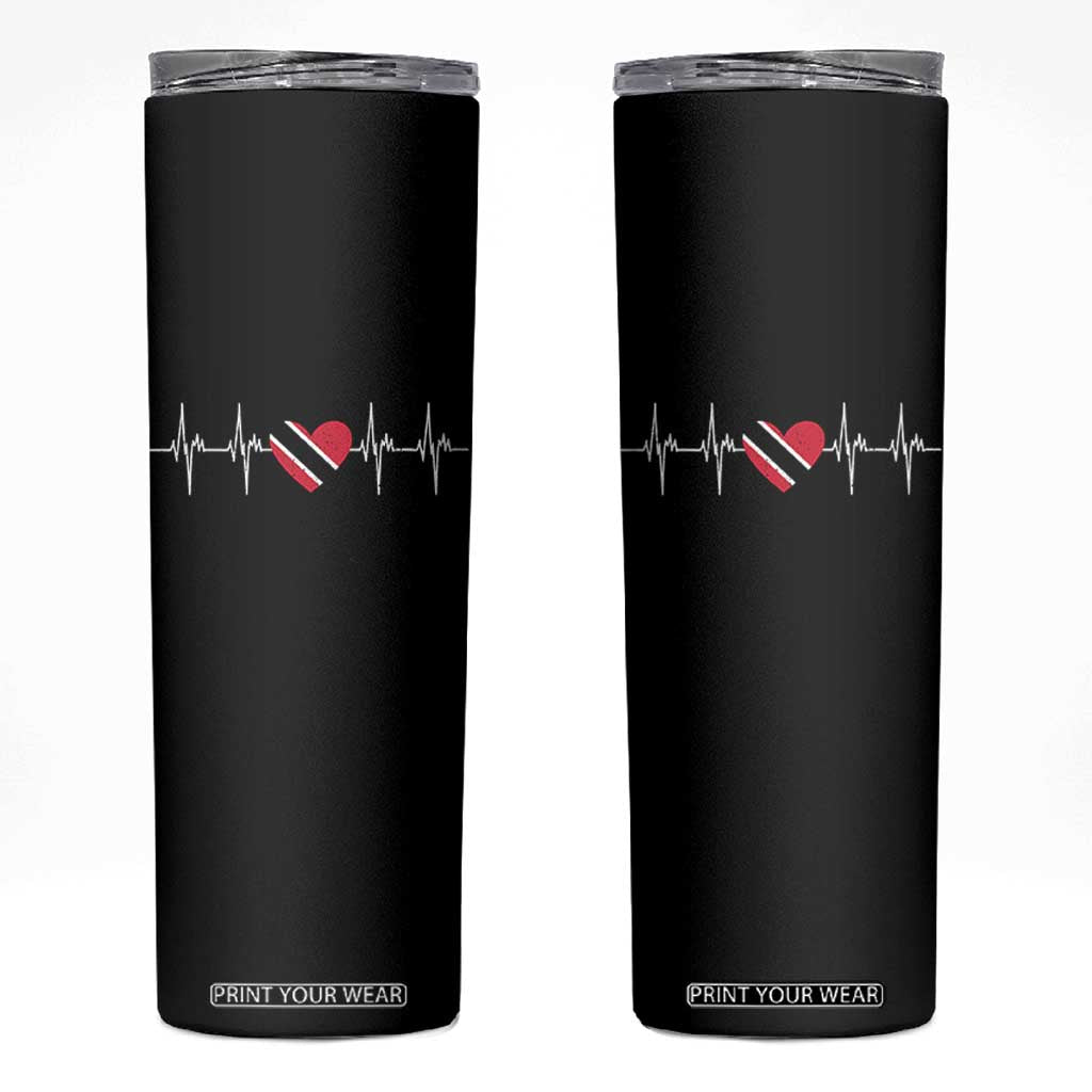 Trinidad And Tobago Heartbeat Trinidadian Flag Skinny Tumbler TS11 Black Print Your Wear