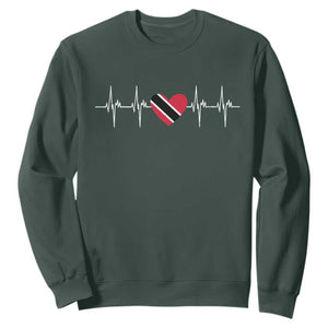 Trinidad And Tobago Heartbeat Trinidadian Flag Sweatshirt TS11 Dark Forest Green Print Your Wear