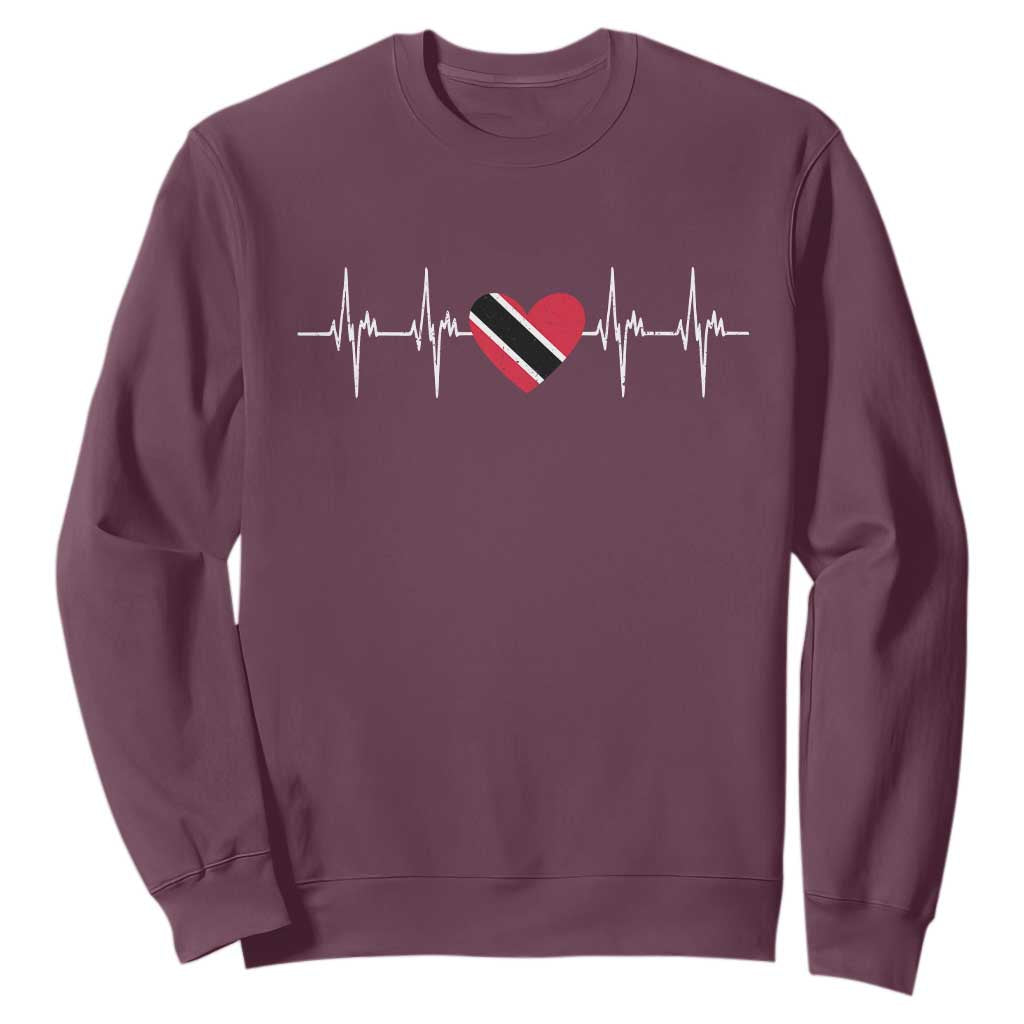 Trinidad And Tobago Heartbeat Trinidadian Flag Sweatshirt TS11 Maroon Print Your Wear