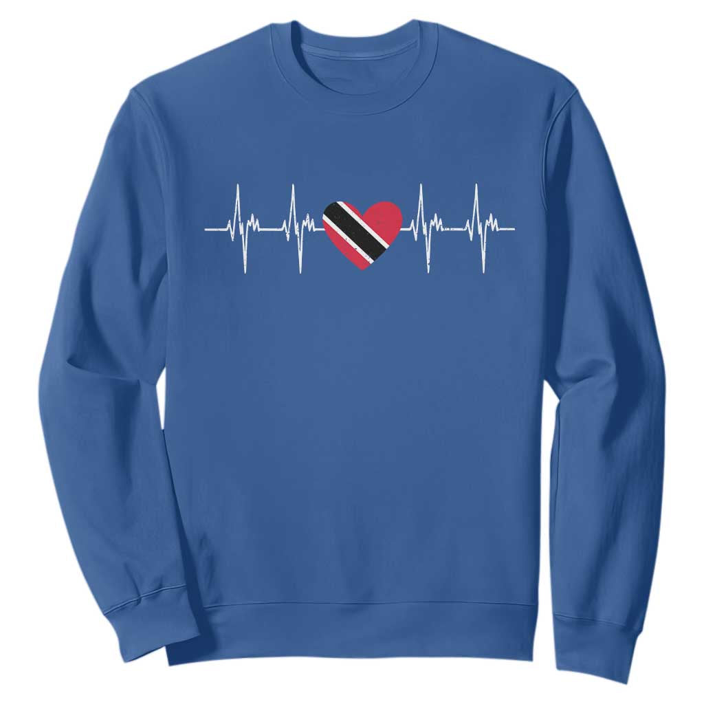 Trinidad And Tobago Heartbeat Trinidadian Flag Sweatshirt TS11 Royal Blue Print Your Wear