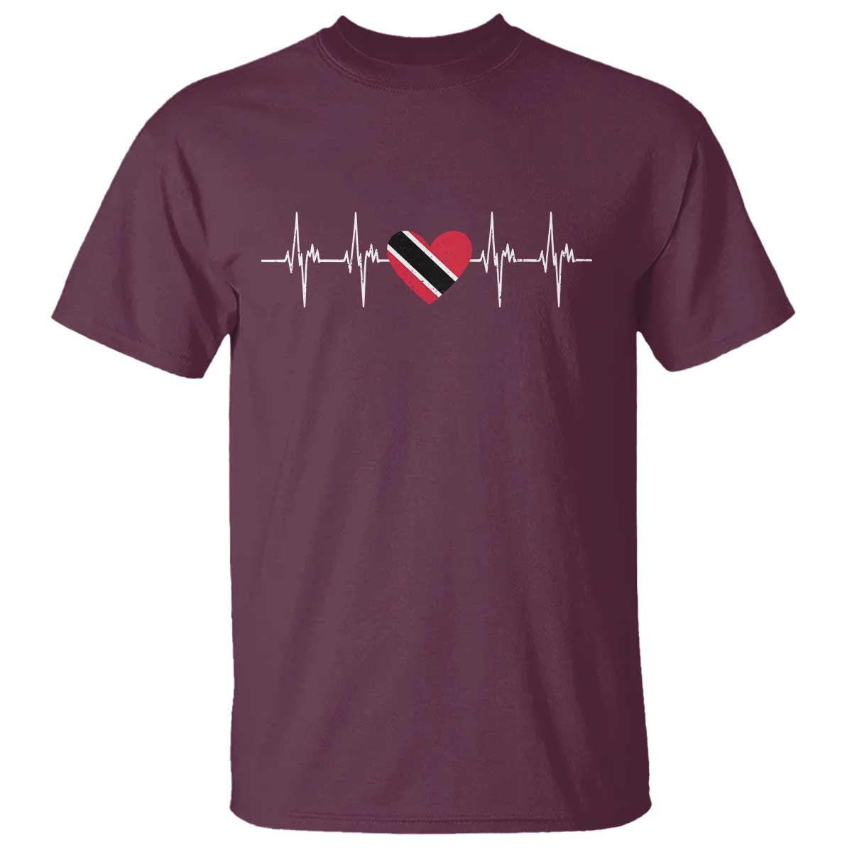 Trinidad And Tobago Heartbeat Trinidadian Flag T Shirt TS11 Maroon Print Your Wear