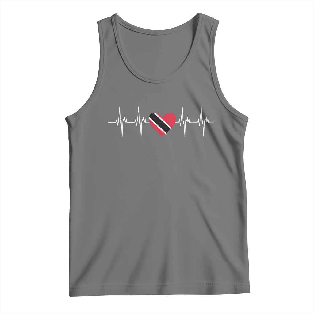 Trinidad And Tobago Heartbeat Trinidadian Flag Tank Top TS11 Black Heather Print Your Wear