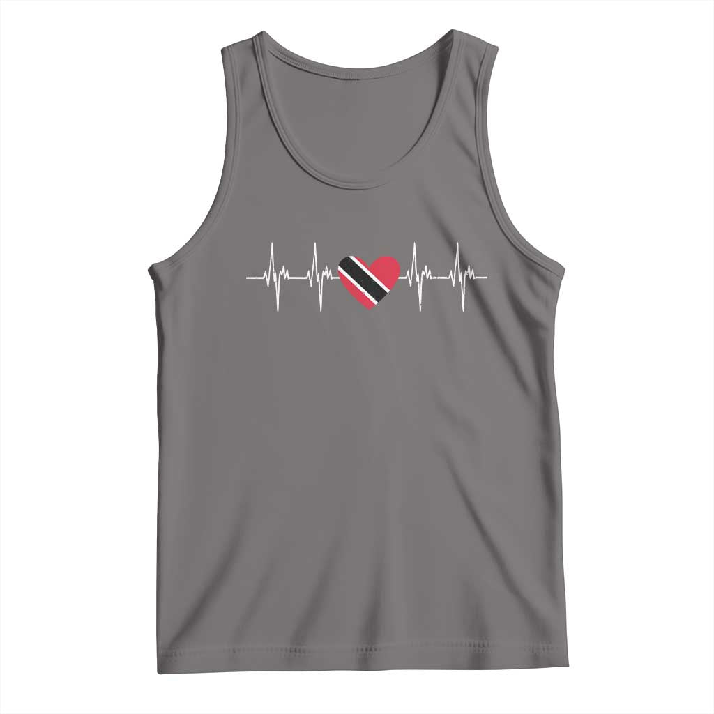 Trinidad And Tobago Heartbeat Trinidadian Flag Tank Top TS11 Deep Heather Print Your Wear