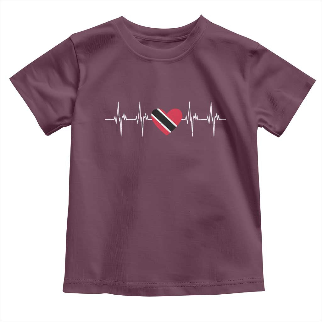 Trinidad And Tobago Heartbeat Trinidadian Flag Toddler T Shirt TS11 Maroon Print Your Wear