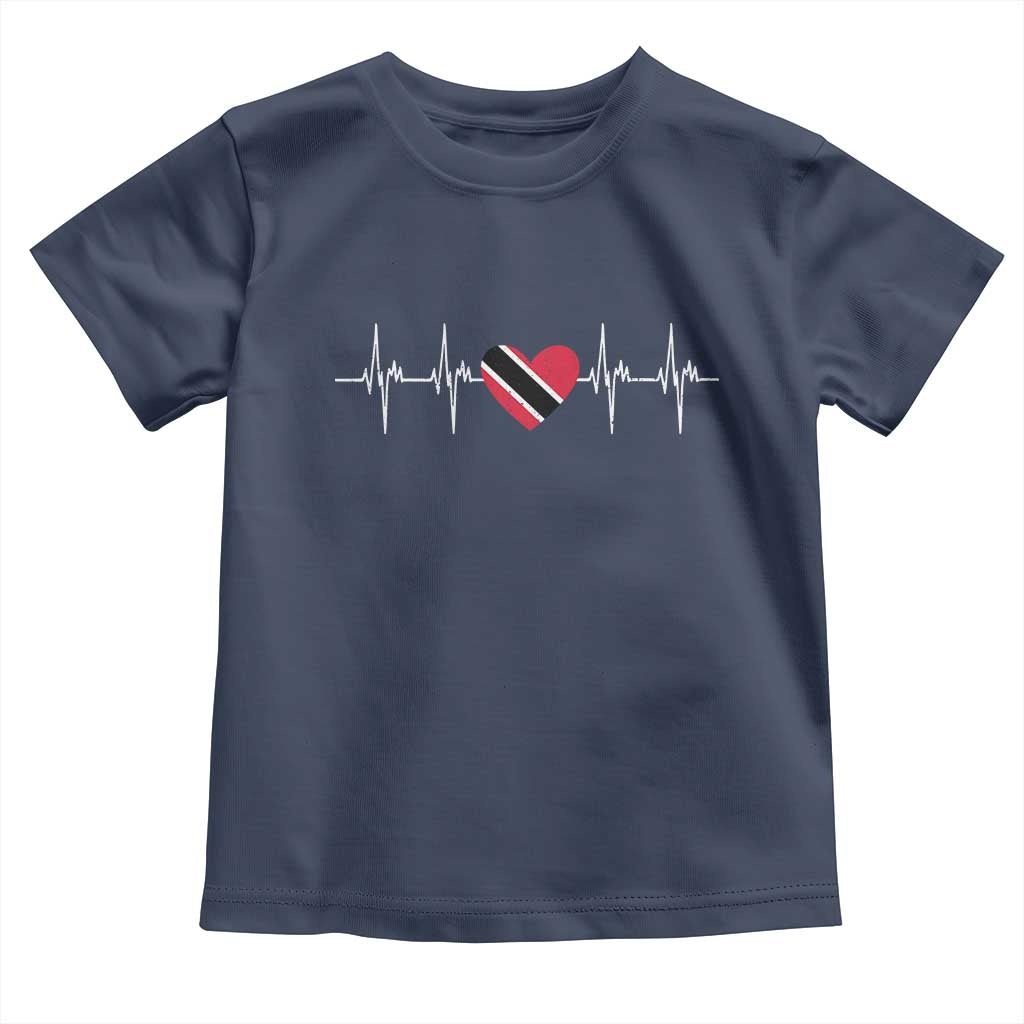 Trinidad And Tobago Heartbeat Trinidadian Flag Toddler T Shirt TS11 Navy Print Your Wear