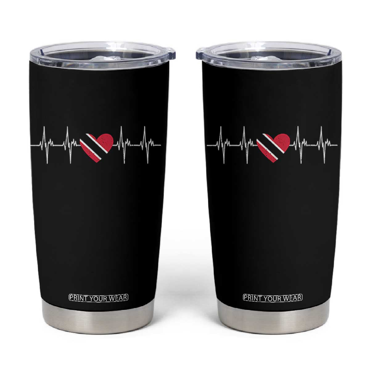 Trinidad And Tobago Heartbeat Trinidadian Flag Tumbler Cup TS11 Black Print Your Wear