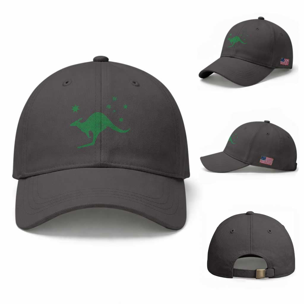 Australia Kangaroo with Federation Star Aussie Roots Baseball Cap TS11 Baseball Cap Universal Fit Dark Gray Print Your Wear