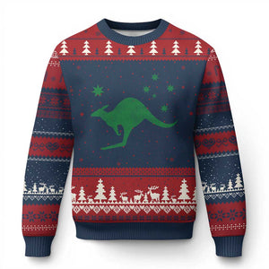 Australia Kangaroo with Federation Star Aussie Roots Ugly Christmas Sweater TS11 Navy Red Print Your Wear