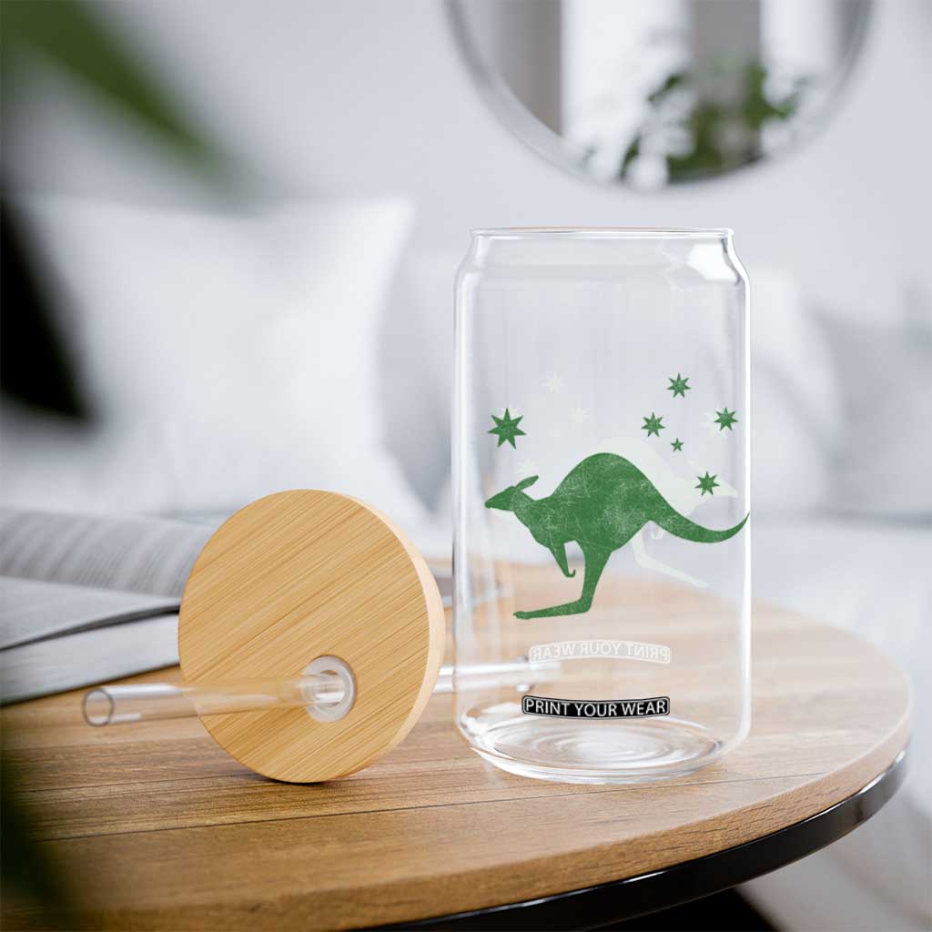 Australia Kangaroo with Federation Star Aussie Roots Glass Can TS11 Print Your Wear