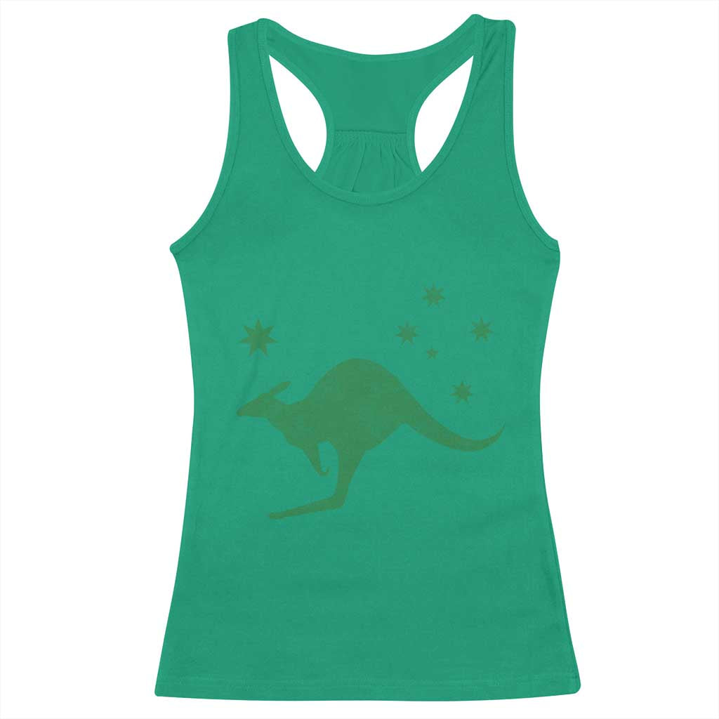 Australia Kangaroo with Federation Star Aussie Roots Racerback Tank Top TS11 Irish Green Print Your Wear