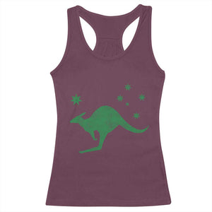 Australia Kangaroo with Federation Star Aussie Roots Racerback Tank Top TS11 Maroon Print Your Wear