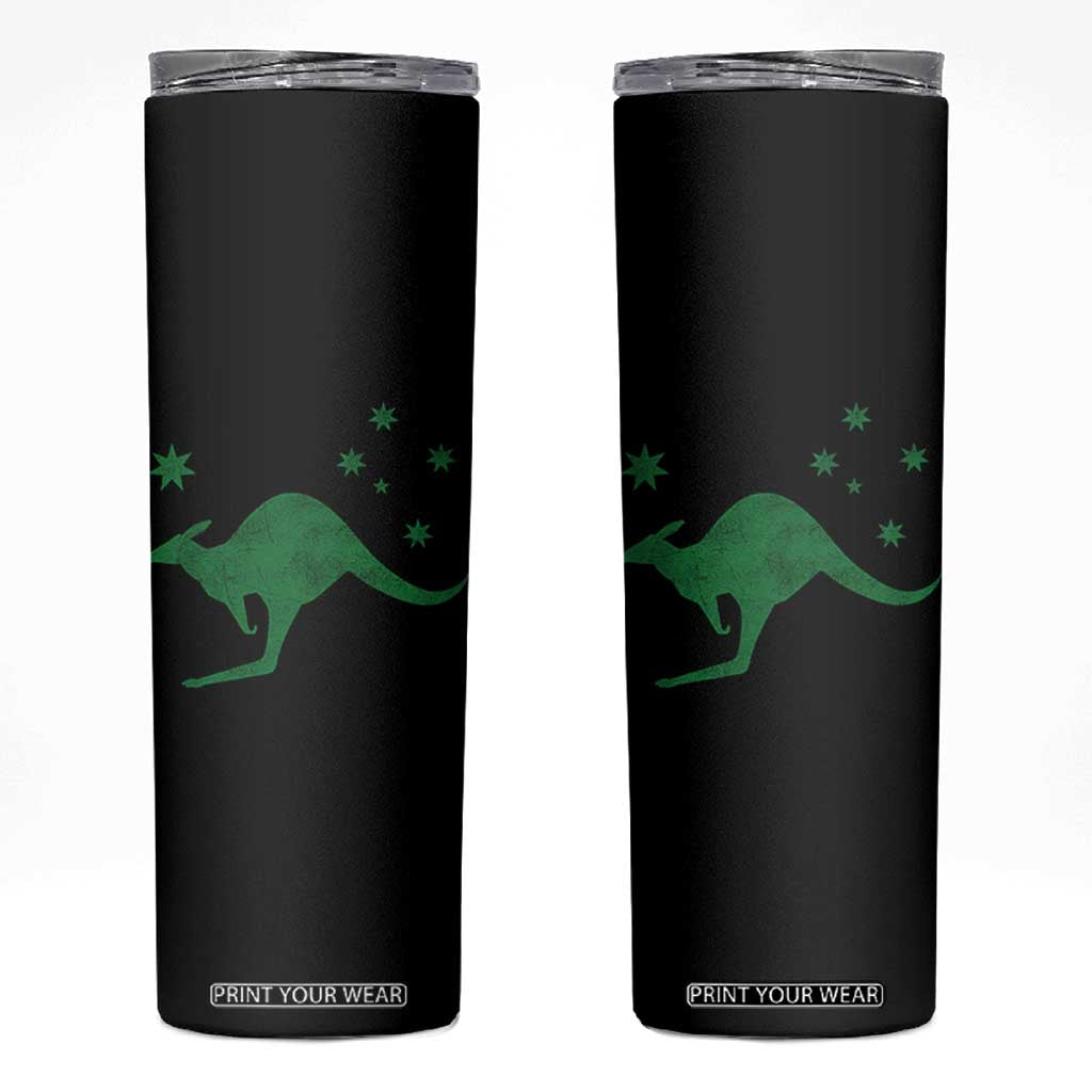 Australia Kangaroo with Federation Star Aussie Roots Skinny Tumbler TS11 Black Print Your Wear