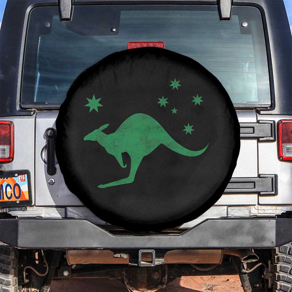 Australia Kangaroo with Federation Star Aussie Roots Spare Tire Cover TS11 No hole Black Print Your Wear