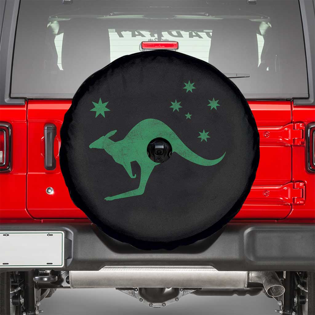 Australia Kangaroo with Federation Star Aussie Roots Spare Tire Cover TS11 Black Print Your Wear