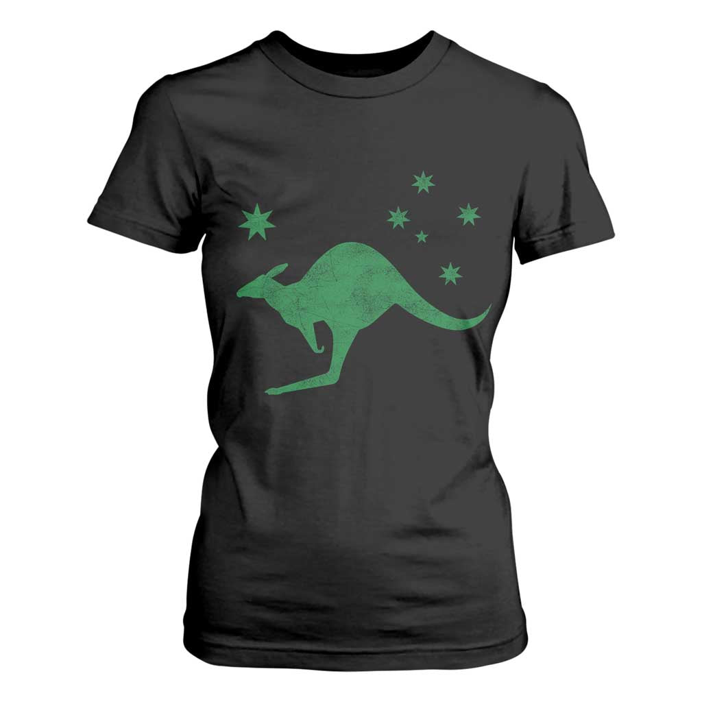 Australia Kangaroo with Federation Star Aussie Roots T Shirt For Women TS11 Black Print Your Wear