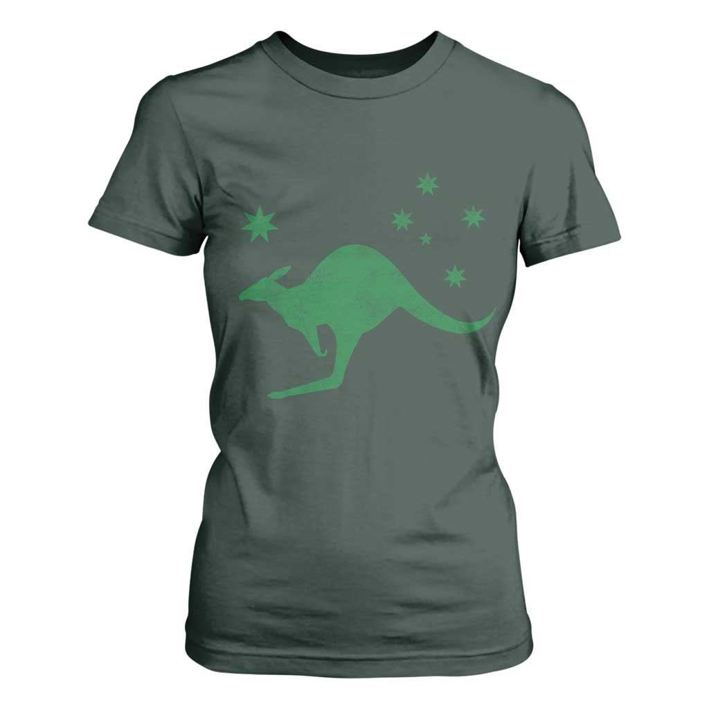 Australia Kangaroo with Federation Star Aussie Roots T Shirt For Women TS11 Dark Forest Green Print Your Wear