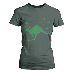 Australia Kangaroo with Federation Star Aussie Roots T Shirt For Women TS11 Dark Forest Green Print Your Wear