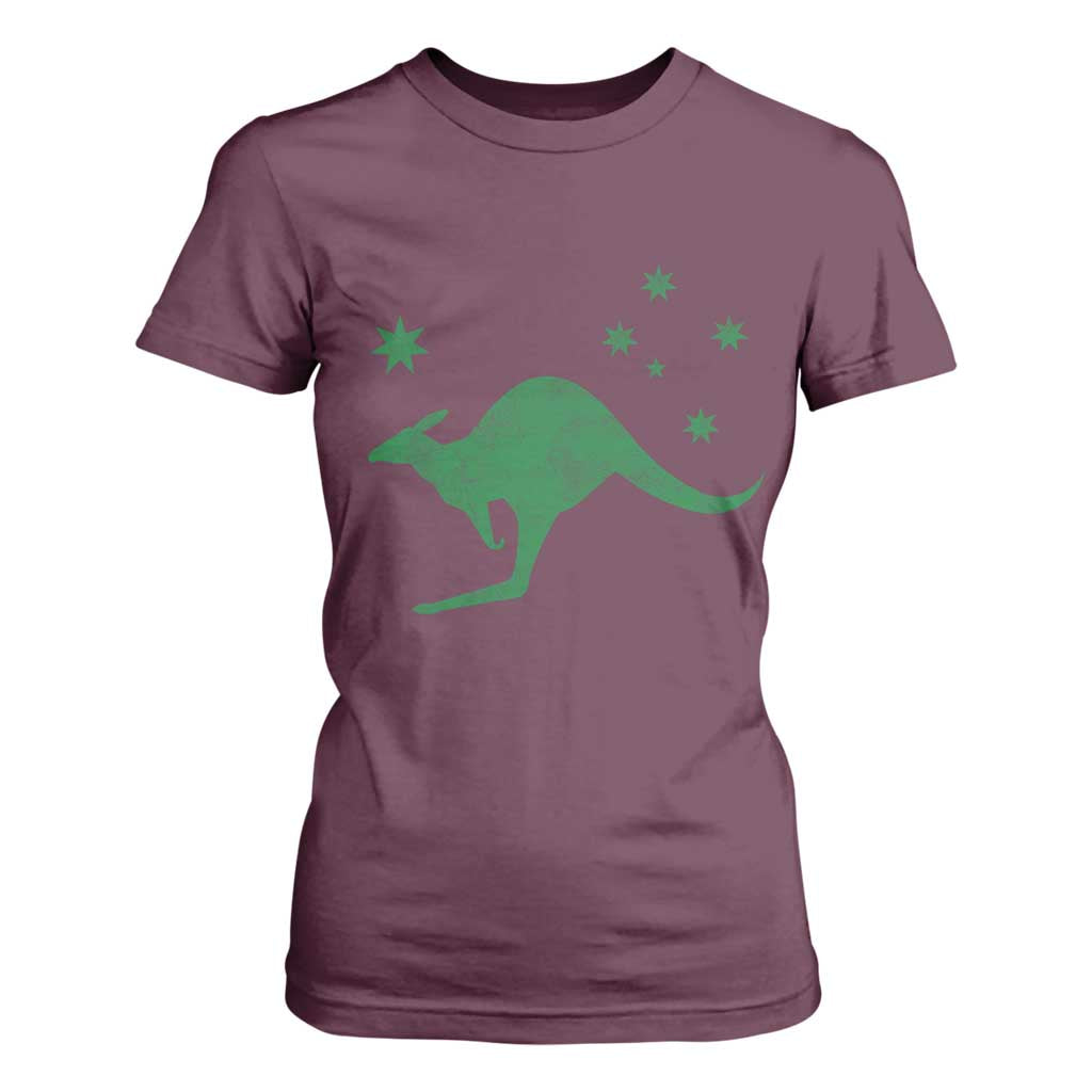Australia Kangaroo with Federation Star Aussie Roots T Shirt For Women TS11 Maroon Print Your Wear
