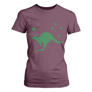 Australia Kangaroo with Federation Star Aussie Roots T Shirt For Women TS11 Maroon Print Your Wear