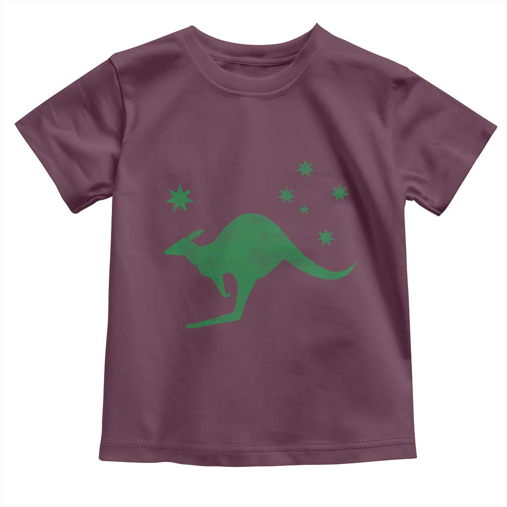 Australia Kangaroo with Federation Star Aussie Roots Toddler T Shirt TS11 Maroon Print Your Wear