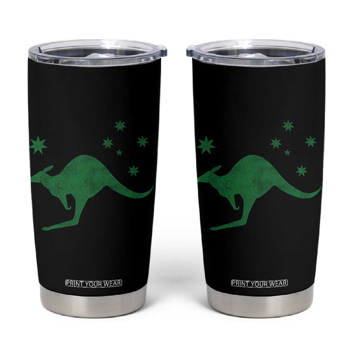 Australia Kangaroo with Federation Star Aussie Roots Tumbler Cup TS11 Black Print Your Wear
