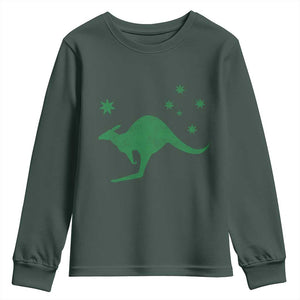 Australia Kangaroo with Federation Star Aussie Roots Youth Sweatshirt TS11 Dark Forest Green Print Your Wear
