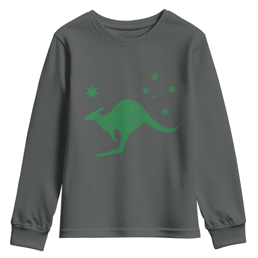 Australia Kangaroo with Federation Star Aussie Roots Youth Sweatshirt TS11 Dark Heather Print Your Wear