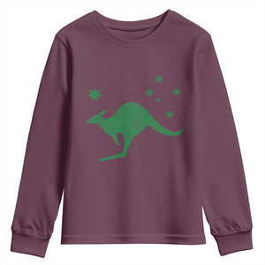 Australia Kangaroo with Federation Star Aussie Roots Youth Sweatshirt TS11 Maroon Print Your Wear