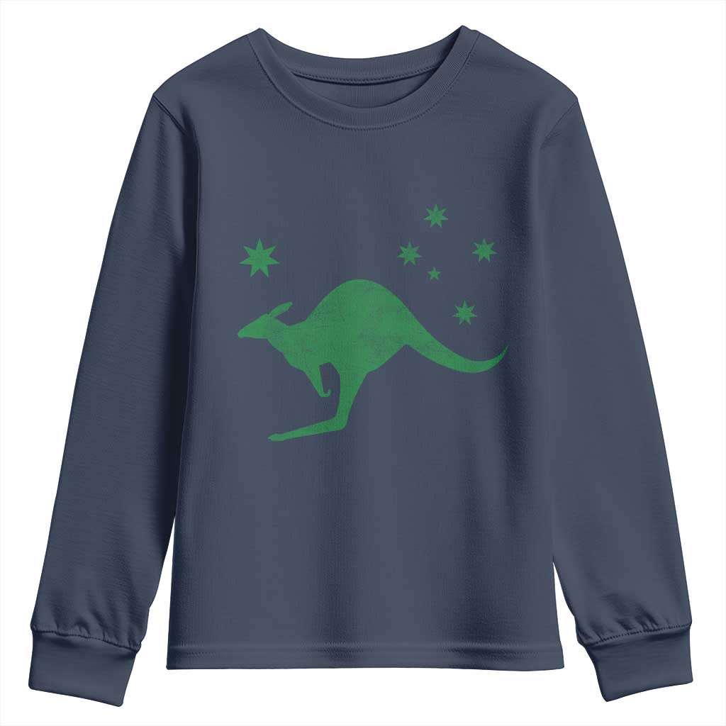 Australia Kangaroo with Federation Star Aussie Roots Youth Sweatshirt TS11 Navy Print Your Wear