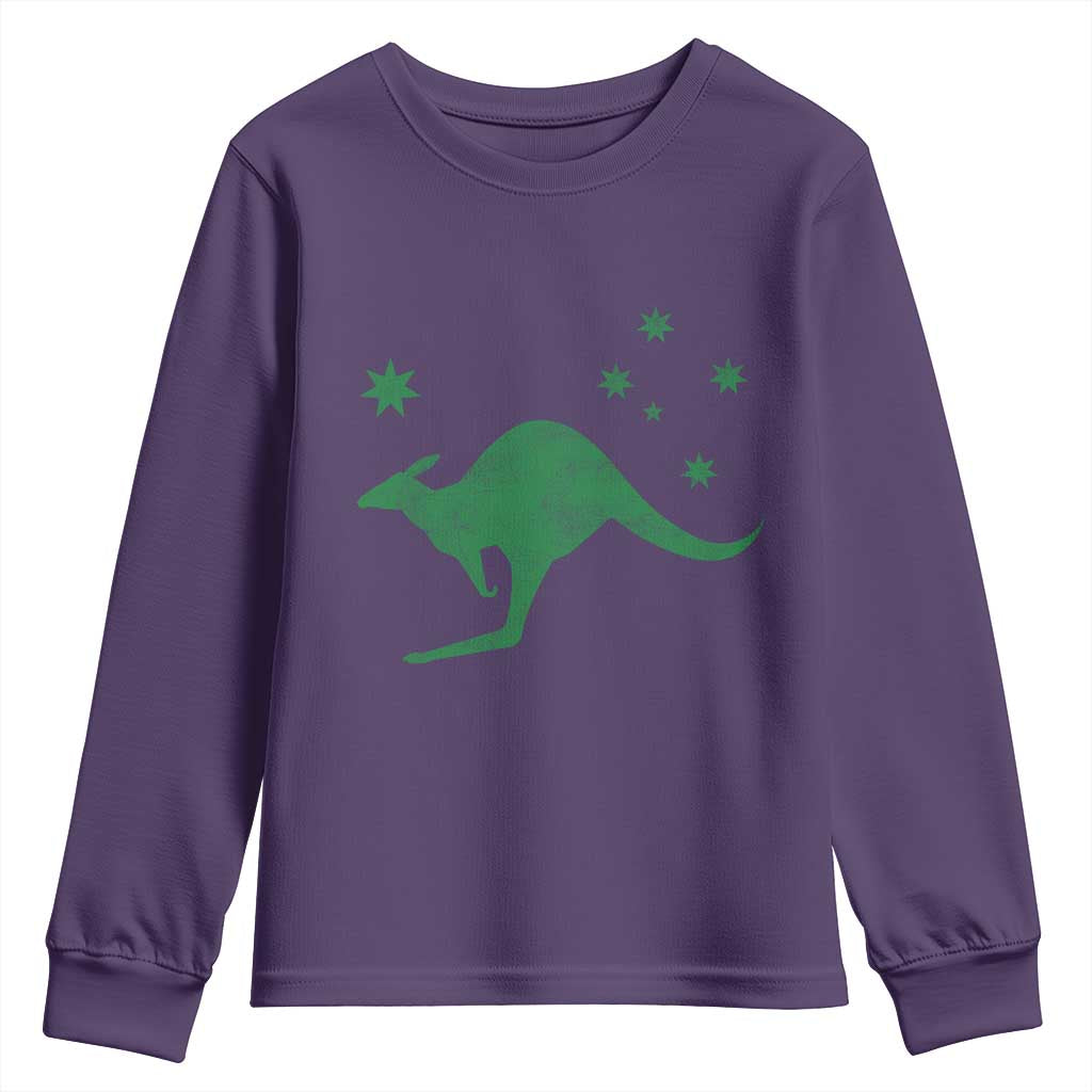 Australia Kangaroo with Federation Star Aussie Roots Youth Sweatshirt TS11 Purple Print Your Wear