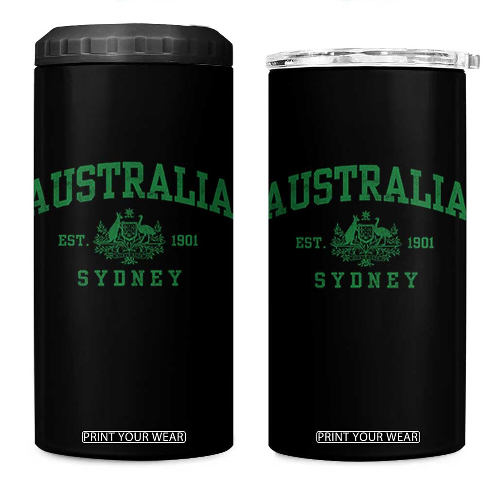 Australia Sydney Est 1901 4 in 1 Can Cooler Tumbler Commonwealth Vintage Crest TS11 One Size: 16 oz Black Print Your Wear