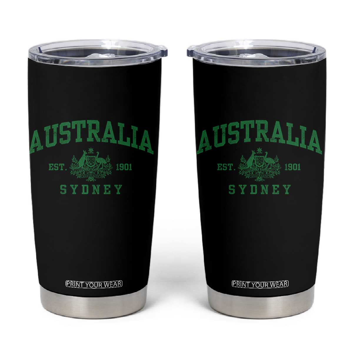 Australia Sydney Est 1901 Tumbler Cup Commonwealth Vintage Crest TS11 Black Print Your Wear
