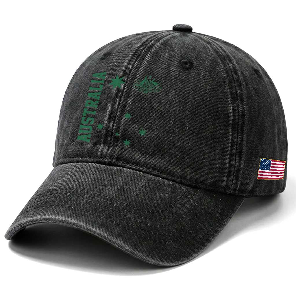 Australia Vintage Federation Star Aussie Coat of Arms Washed Cotton Baseball Cap