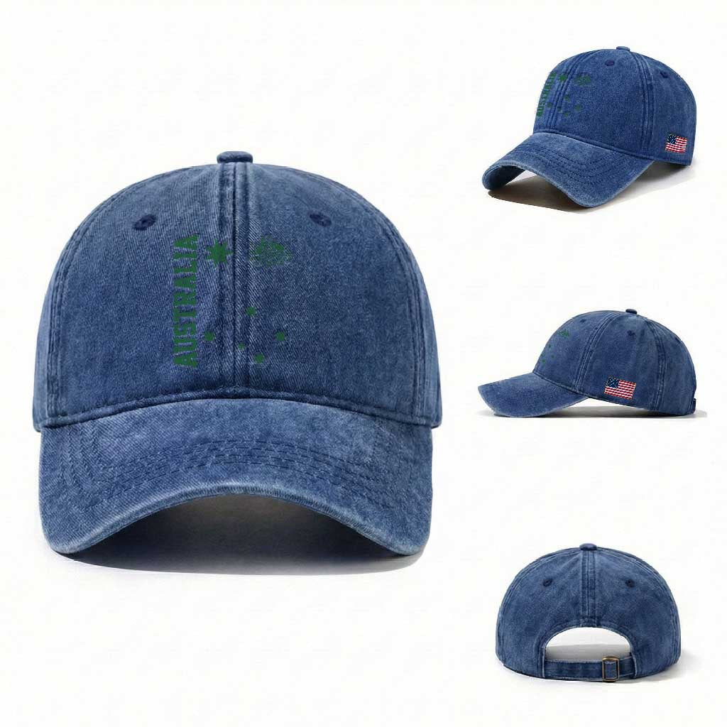 Australia Vintage Federation Star Aussie Coat of Arms Washed Cotton Baseball Cap