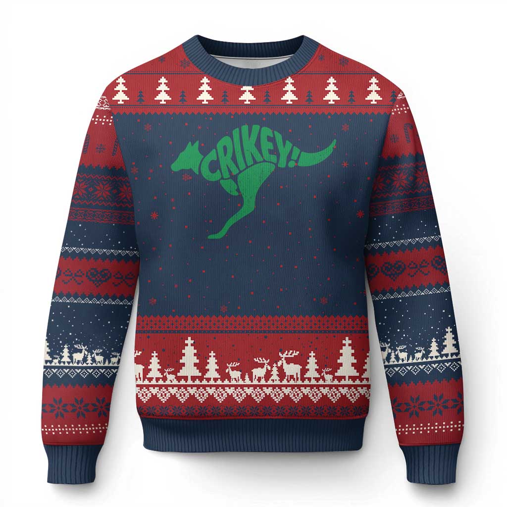 Crikey Australian Kangaroo Oz Slang Australia Ugly Christmas Sweater TS11 Navy Red Print Your Wear