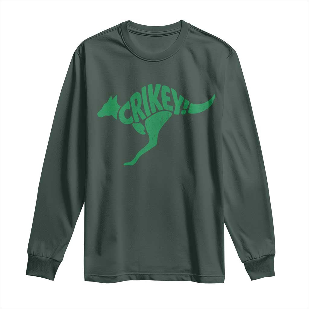 Crikey Australian Kangaroo Oz Slang Australia Long Sleeve Shirt TS11 Dark Forest Green Print Your Wear