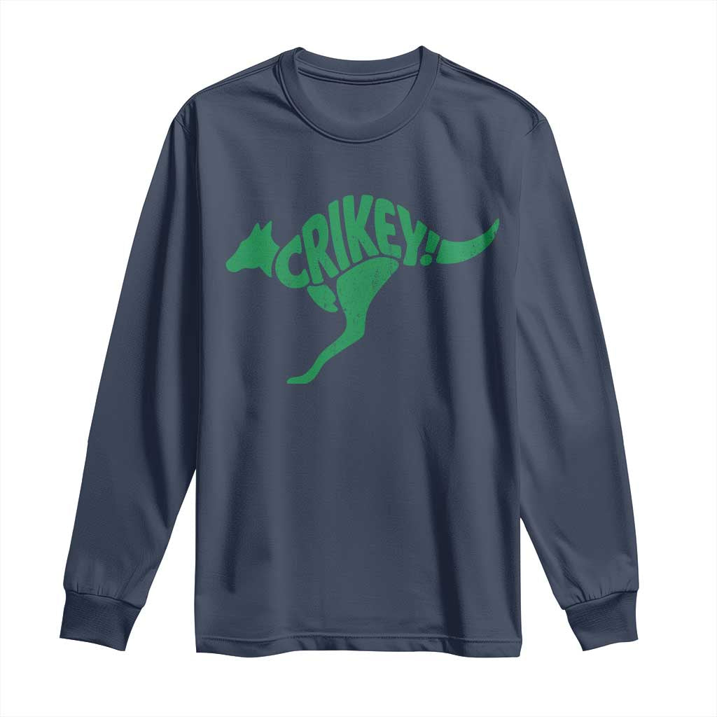 Crikey Australian Kangaroo Oz Slang Australia Long Sleeve Shirt TS11 Navy Print Your Wear