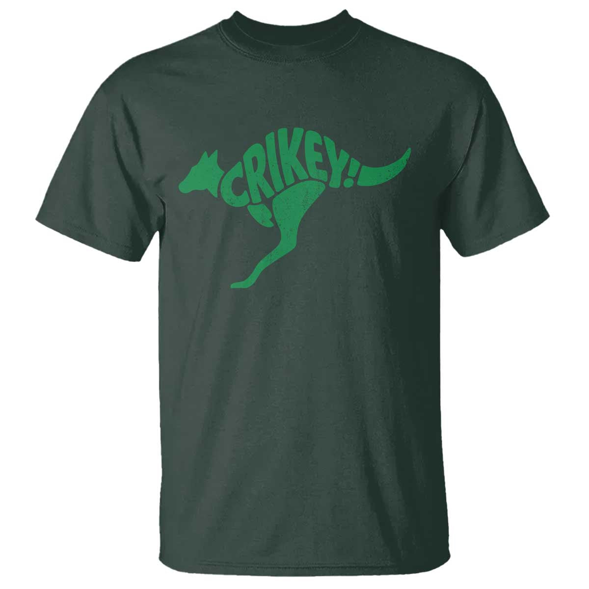 Crikey Australian Kangaroo Oz Slang Australia T Shirt TS11 Dark Forest Green Print Your Wear