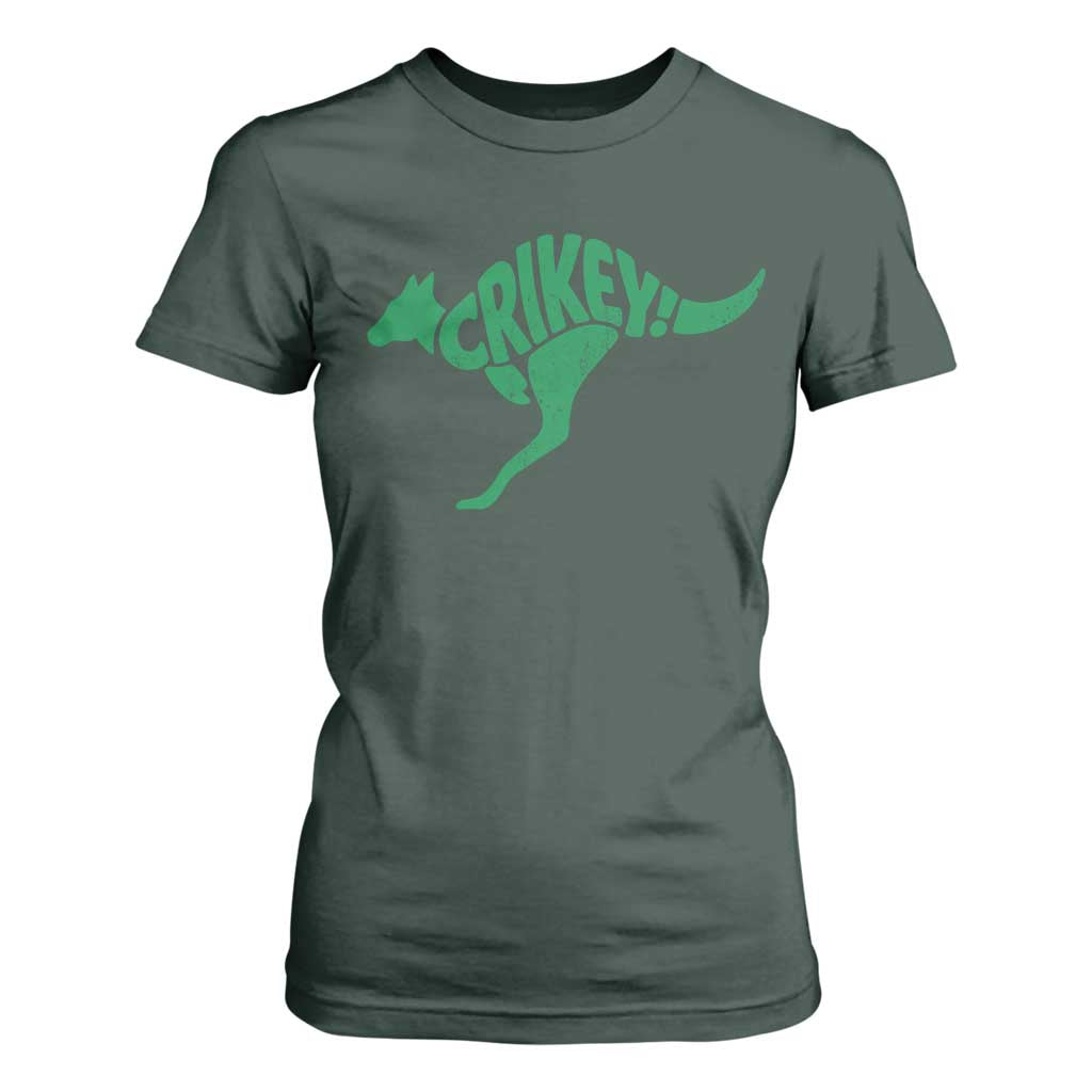 Crikey Australian Kangaroo Oz Slang Australia T Shirt For Women TS11 Dark Forest Green Print Your Wear
